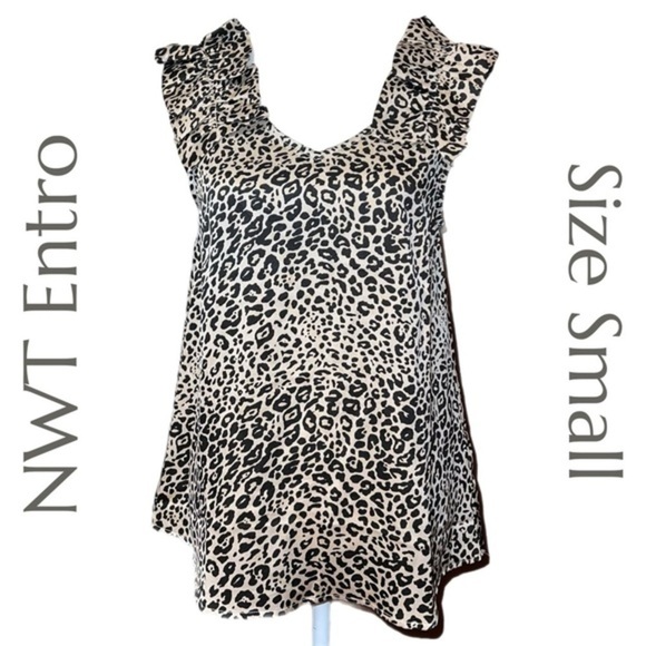 Entro - Cheetah Print - Ruffled Sleeve - Size Small NWT - Picture 2 of 7